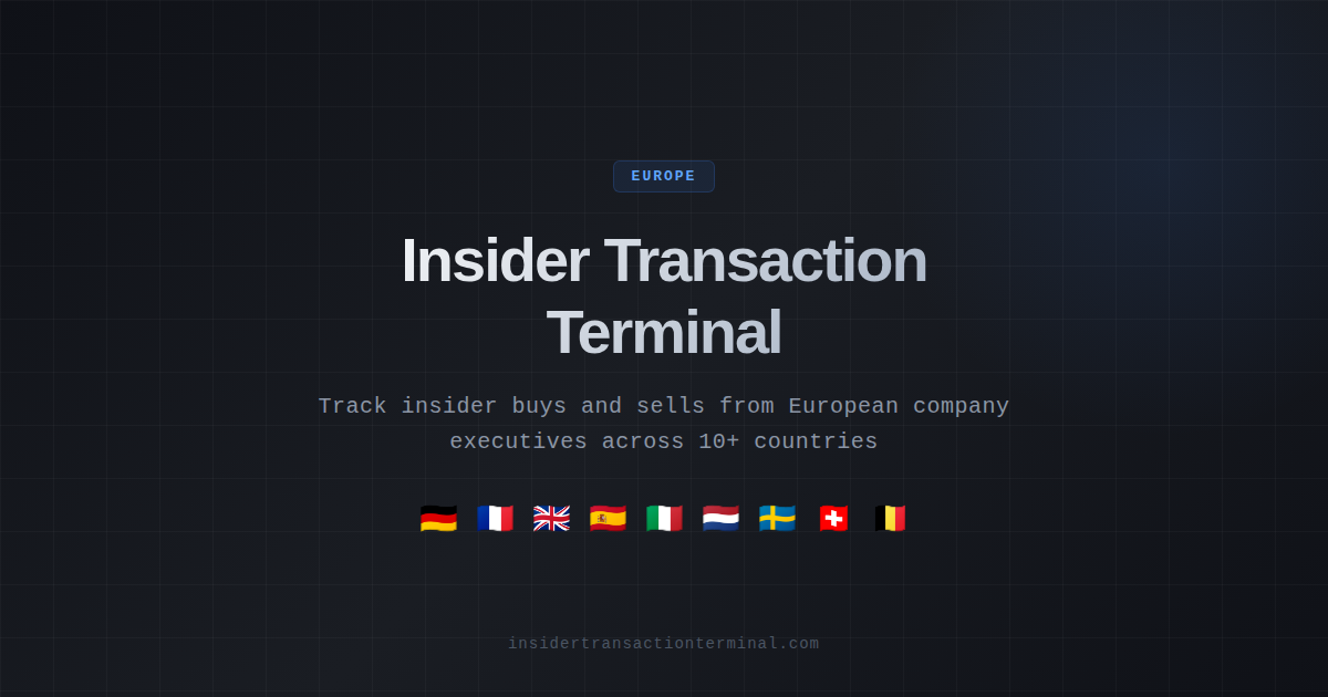 European Insider Trading Tracker — PDMR Data from 15 Regulators ...
